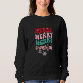 Sudadera Retro Groovy Merry Christmas Wavy Textos