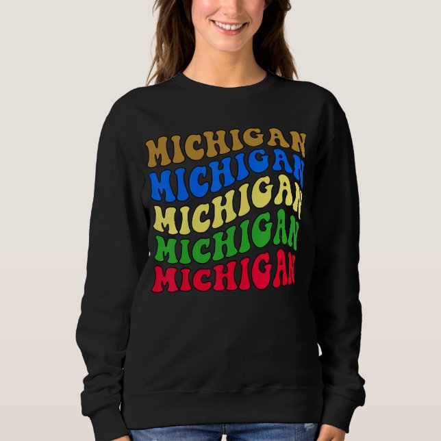 Sudadera Retro Groovy Michigan State Hogar Amo Michigan F (Anverso)