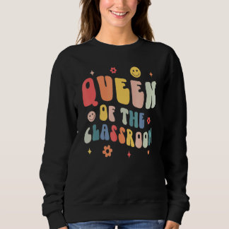 Sudadera Retro Groovy Queen Of The Classroom Teacher Back T