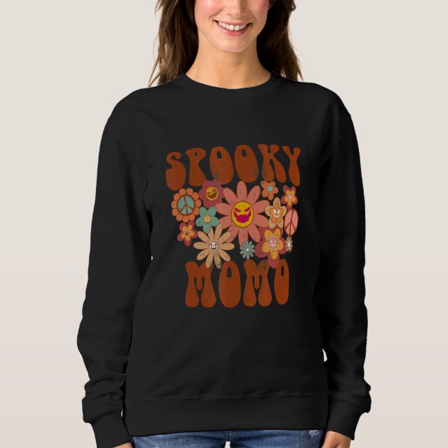 Sudadera Retro Groovy Spooky Momo Fall Halloween Thanksgivi (Anverso)
