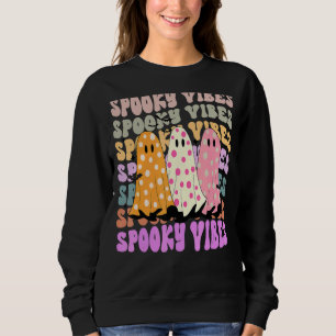 Sudadera Retro Groovy Spooky Vibes Cute Fantasma Chicas Hal