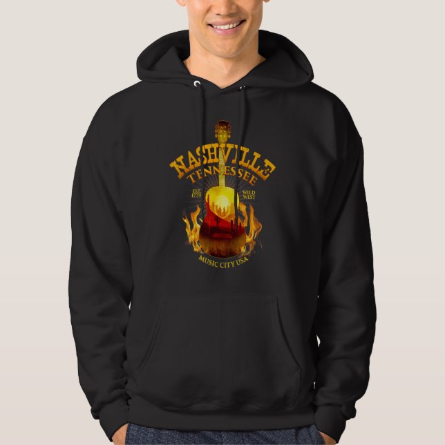 Sudadera Retro Guitar Nashville Sunset Western (Anverso)