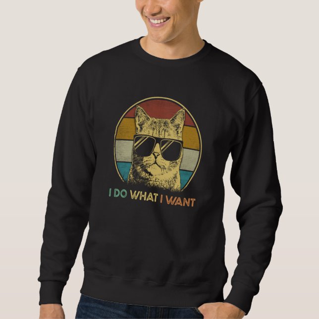 Sudadera Retro Hago lo que Quiero  Gato  Papá Gato Mamá Gat (Anverso)