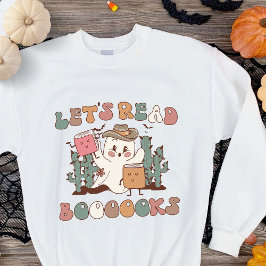 Sudadera Retro Halloween Book Western Boo Ghost Teacher