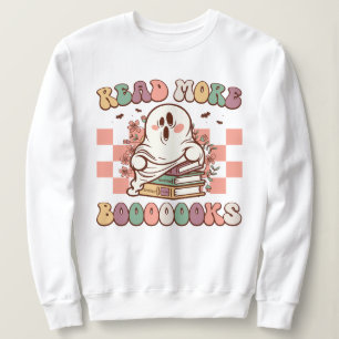 Sudadera Retro Halloween Leer más libro Boo Ghost Student