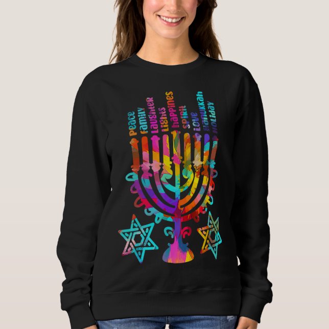 Sudadera Retro Hanukkah Menorah alumbra a la familia Paz Am (Anverso)