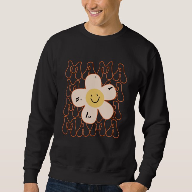 Sudadera Retro Happy Face Mama Groovy Daisy Flower Smile Fa (Anverso)