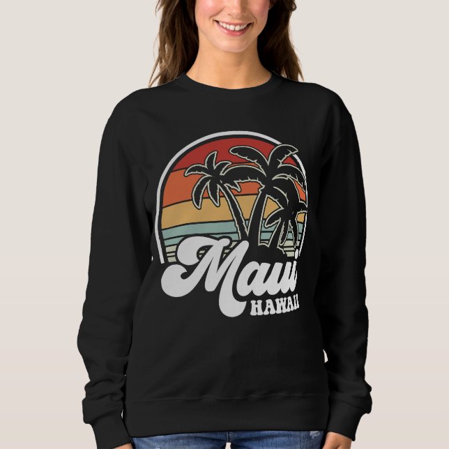 Sudadera Retro Hawaii Maui Hawaiian Beach Palm Trees (Anverso)