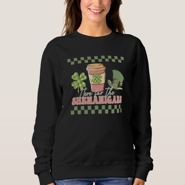 Sudadera Retro Here For The Shenanigans Checkered St Patric (Anverso)