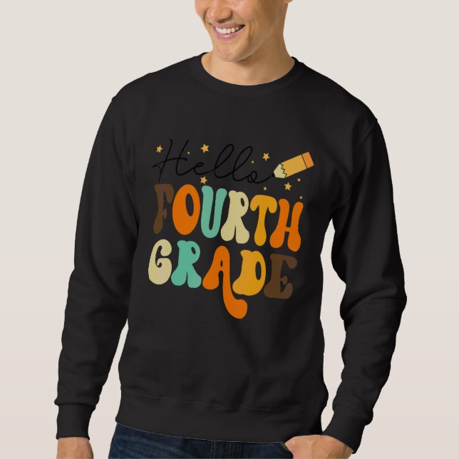 Sudadera Retro Hola Maestro De Cuarto Grado Estudiante Prim (Anverso)