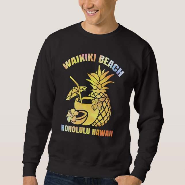 Sudadera Retro Honolulu Hawaii Waikiki Beach (Anverso)