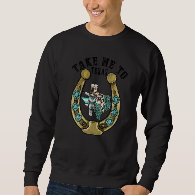 Sudadera Retro Horseshoe Gemstone Take Me To Texas Bull Sku (Anverso)
