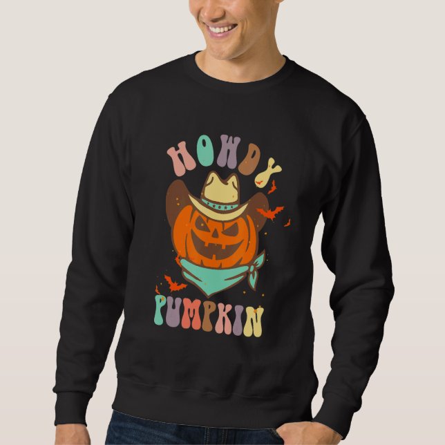 Sudadera Retro Howdy Pumpkin Fall Autumn Western Halloween  (Anverso)