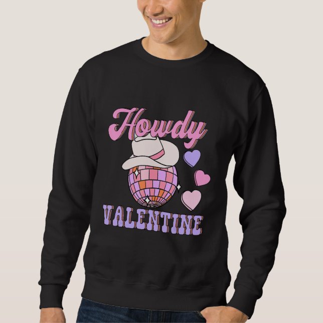 Sudadera Retro Howdy Valentine Heart Disco Groovy Western C (Anverso)