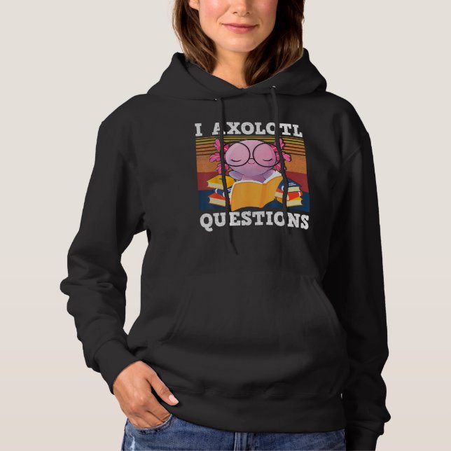 Sudadera Retro I Axolotl Question Blue Salamander Kids Mom  (Anverso)