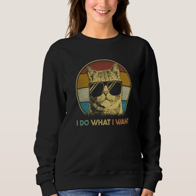Sudadera Retro I Do What I Want  Cat  Cat Dad Cat Mom  1 (Anverso)