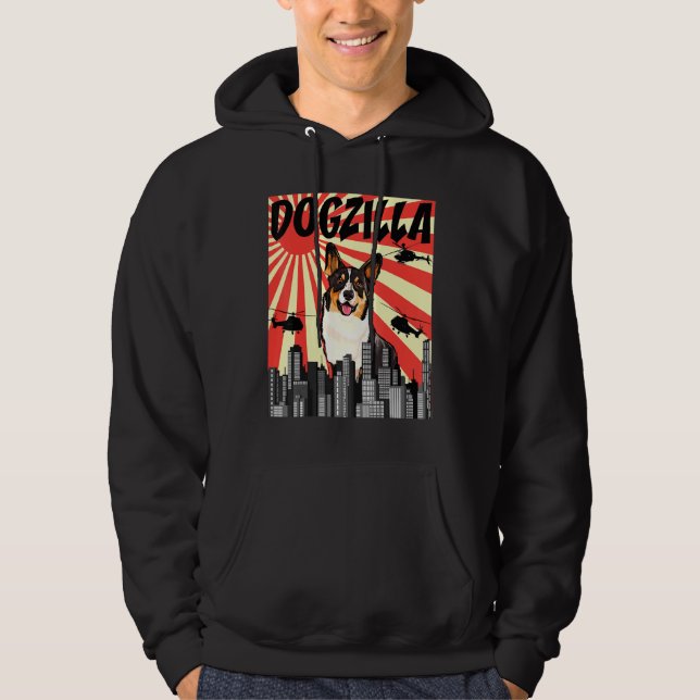 Sudadera Retro Japanese Dogzilla Cardigan Welsh Corgi (Anverso)