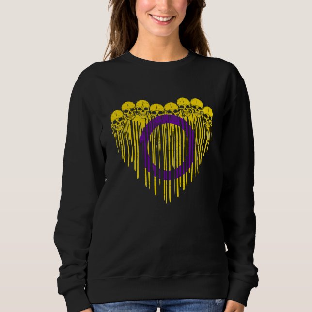 Sudadera Retro La Bandera Intersex Skull Heart Lgbt (Anverso)