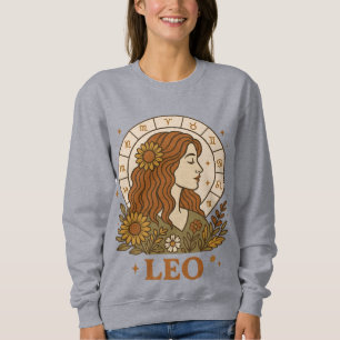Sudadera Retro Leo Zodíaco Boho Floral Astrología