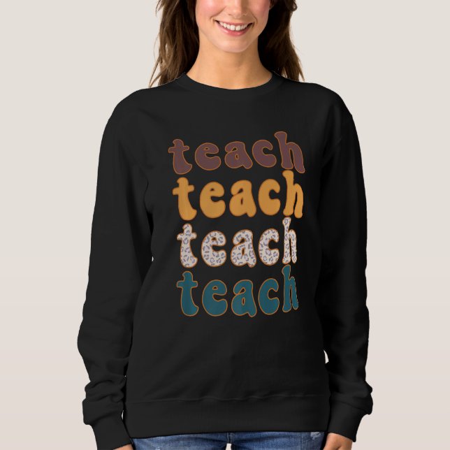 Sudadera Retro Leopard Teach For Teacher Elementary School  (Anverso)