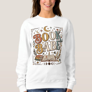 Sudadera Retro Libro Babe Mística Celestial Bruja Librera