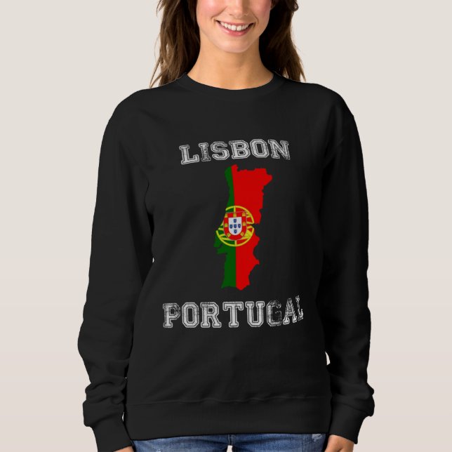 Sudadera Retro Lisbon Portugal Distressed Portugal Flag (Anverso)