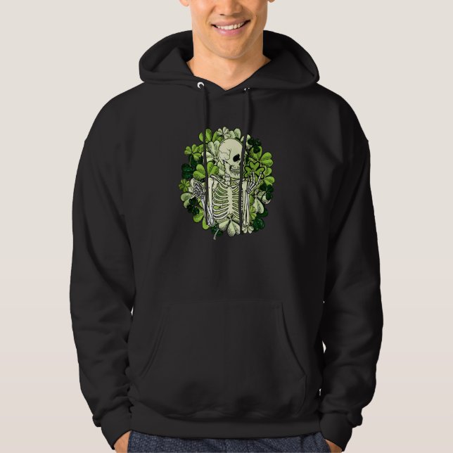 Sudadera Retro Lucky Skeleton Shamrocks C Patrick's Day Out (Anverso)