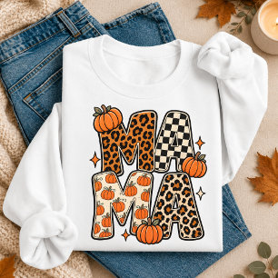 Sudadera Retro Mama Otoño Calabaza Leopardo