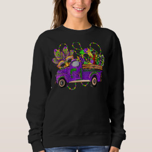 Sudadera Retro Mardi Gras Camión King Cake Máscara de pluma