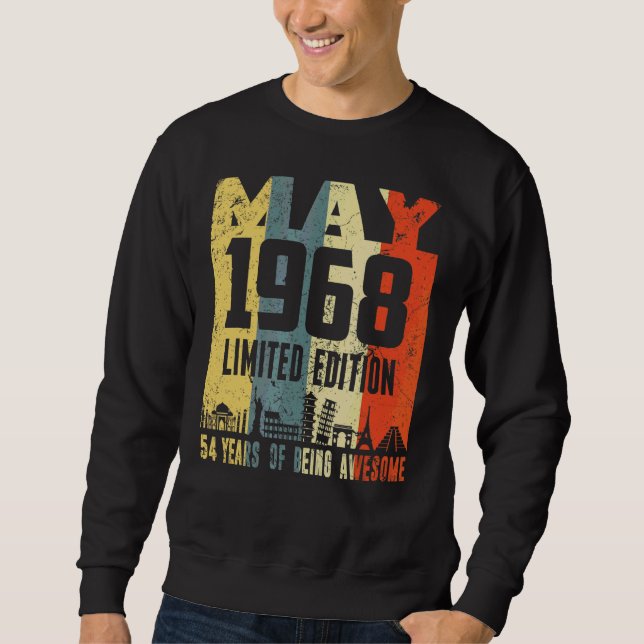 Sudadera Retro Mayo 1968 54º cumpleaños (Anverso)