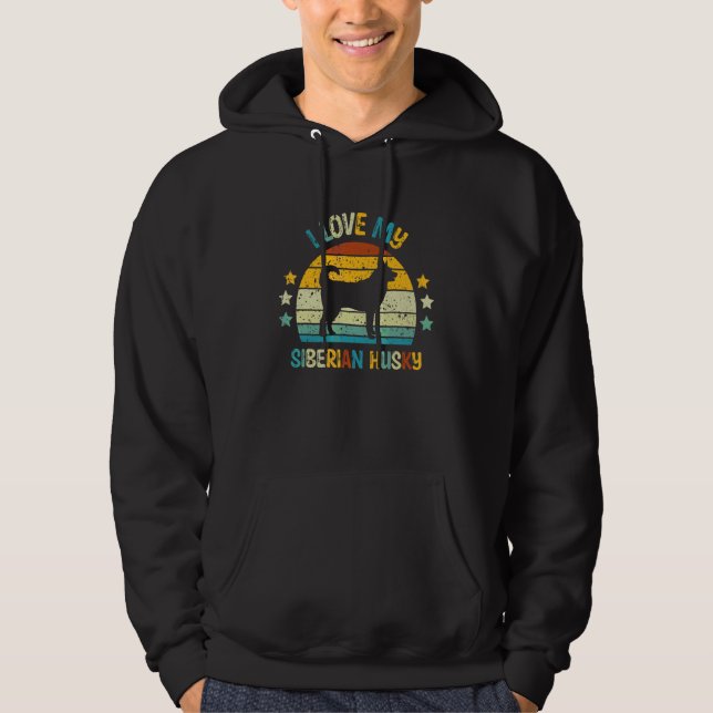 Sudadera Retro Me encanta mi Husky Siberiano (Anverso)