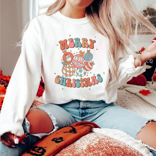 Sudadera Retro Merry Christmas Santa Watercolor