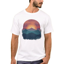 Retro Mountain Sunset Nature Hiking Outdoors Men's