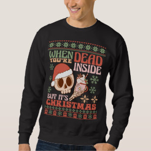 Sudadera Retro "Muerto adentro pero son Navidades" gracioso