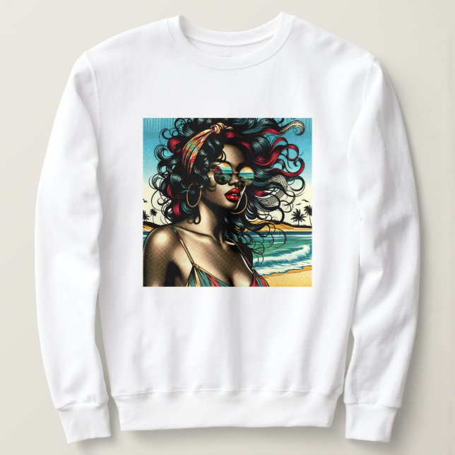 Sudadera Retro Mujer en el arte pop del estilo cómico de la (Anverso del diseño)