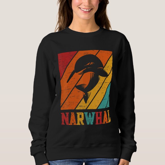 Sudadera Retro Narwhal Unicorn Sea Fish Rainbow Kids Boy Gi (Anverso)