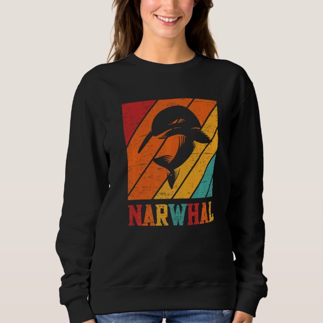 Sudadera Retro Narwhal Unicorn Sea Fish Rainbow Kids Boy Gi (Anverso)