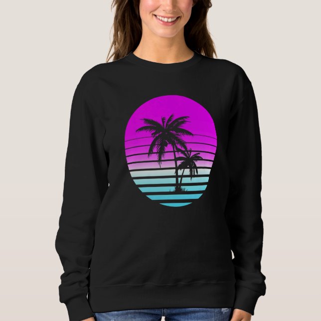 Sudadera Retro Ochenta 80 Vaporwave Sunset Palm Trees Bea (Anverso)