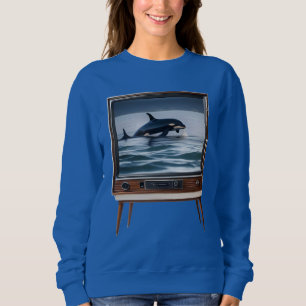 Sudadera Retro Orca Rompiendo el Diseño de Televisión Analó