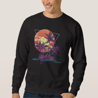 Sudadera Retro Palm Trees Beach Sunset Tropical Summer