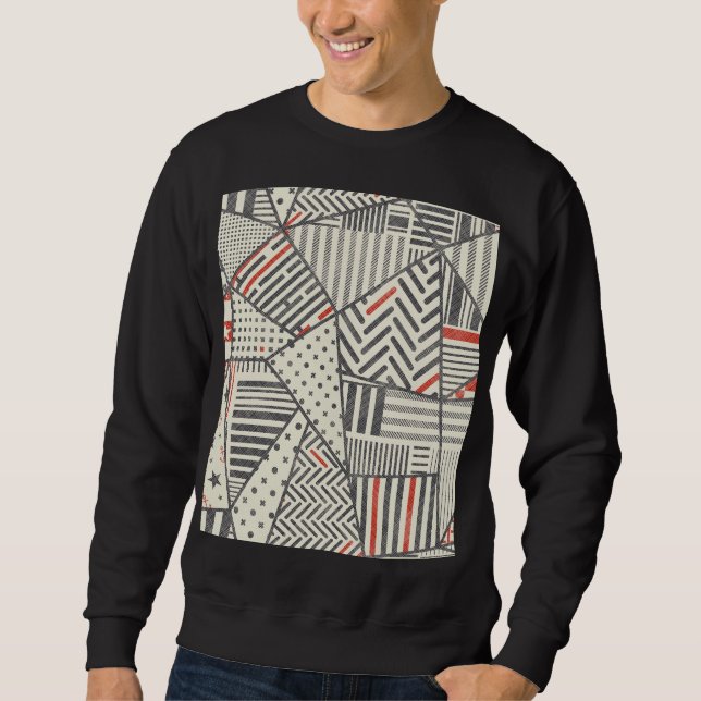 Sudadera Retro Patchwork: Resumen de diseño geométrico (Anverso)