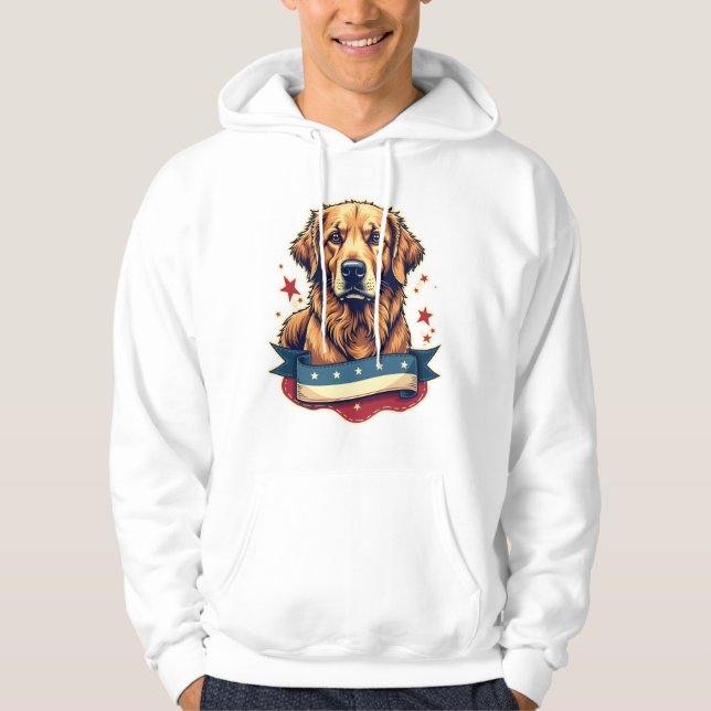 Sudadera Retro Patriotic Golden Retriever Engraving Tee 4 (Anverso)