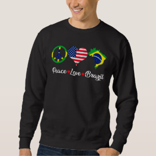 Sudadera Retro Peace Love Brazil Flag Map American