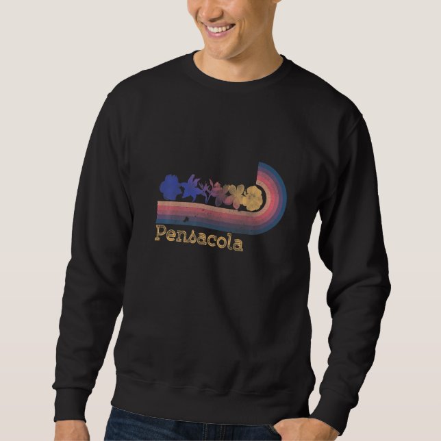Sudadera Retro Pensacola Tropical Flowers 80's Style Surfin (Anverso)