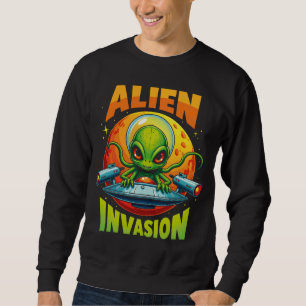Sudadera Retro Pixel Alien Invasion