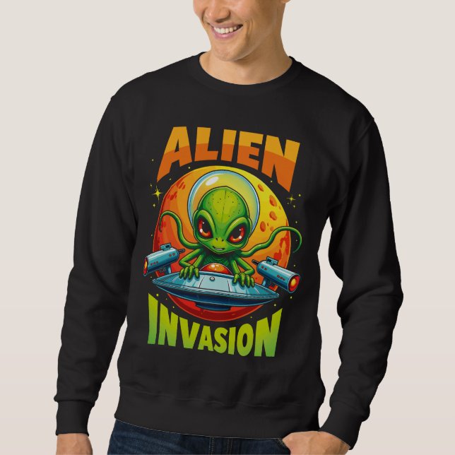 Sudadera Retro Pixel Alien Invasion (Anverso)