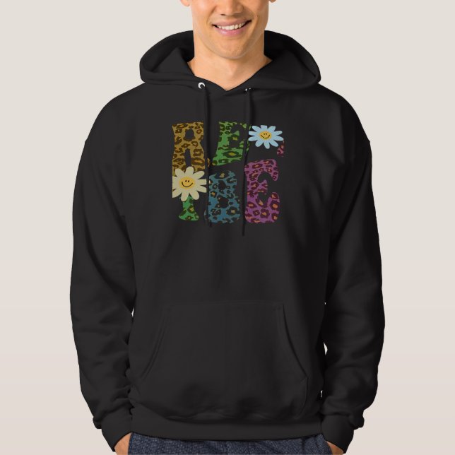 Sudadera Retro PRE K VIBES Teacher Peace Love PreK Pink (Anverso)