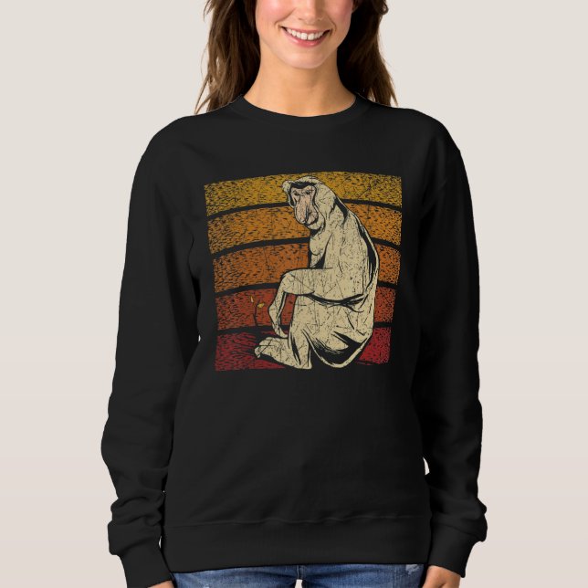 Sudadera Retro Proboscis Monkey Animal Zookeeper Monkey Whi (Anverso)