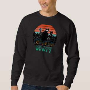 Sudadera Retro Qué Gato Negro Asesino Con Cuchillo Ax Zomb