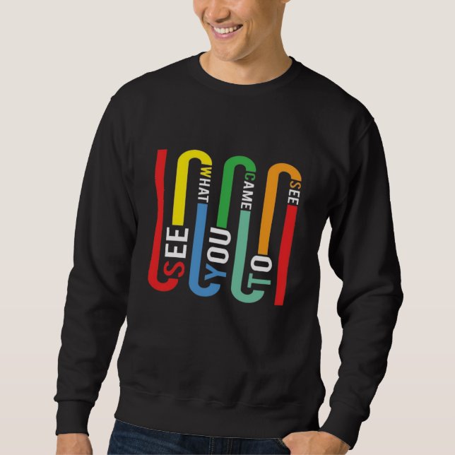 Sudadera Retro Rainbow Typography T-Shirt, Black tee (Anverso)
